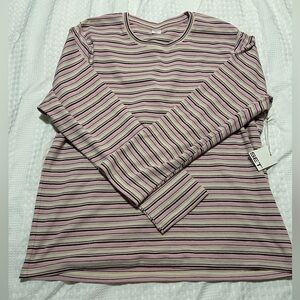 SET Active Limited Edition Stripe Jersey Oversized Long Sleeve Shirt Flirt NWT